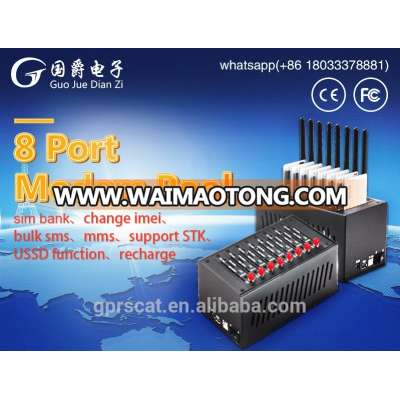 Multi socket GSM 8 port modem pool bulk sms machine SIM took kit suport wavecom Q2303 MODEL